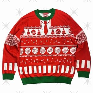 Ranboo Men's Necktie Holiday Christmas Long Sleeve Crewneck Sweater Size 4XL